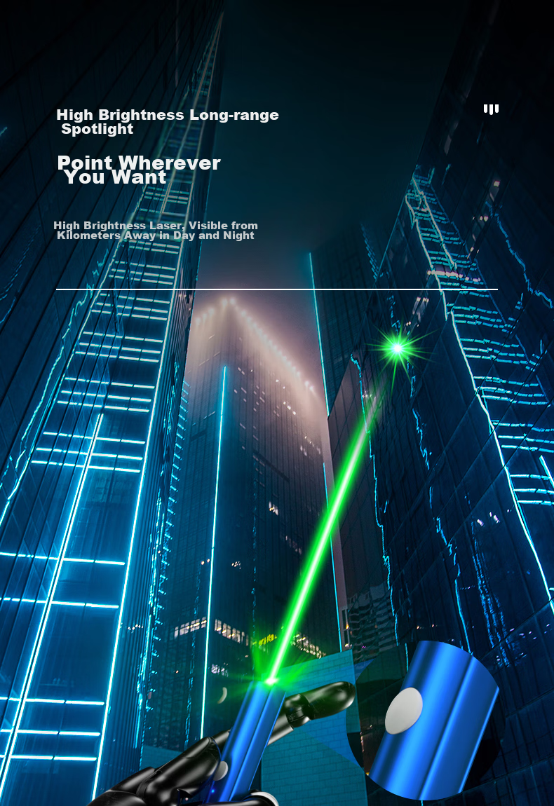 Whist A26 Silver Laser Pointer, Green Light Outdoor Star Pointer, USB Rechargeable High-Power Laser Light, Long-Range Infrared Construction Site Laser Flashlight, Long Battery Life Green Light Pe 2