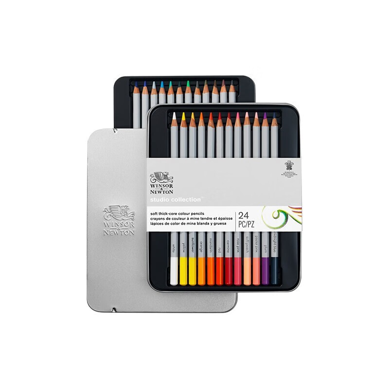 WINSOR&NEWTON [Freud Brand] Colored Pencils for Doodling, Coloring, Sketching, Professional Hand-Drawn Art, Colored Drawing, Sketching, Oil-Based Colored Pencils, 24-Piece Set