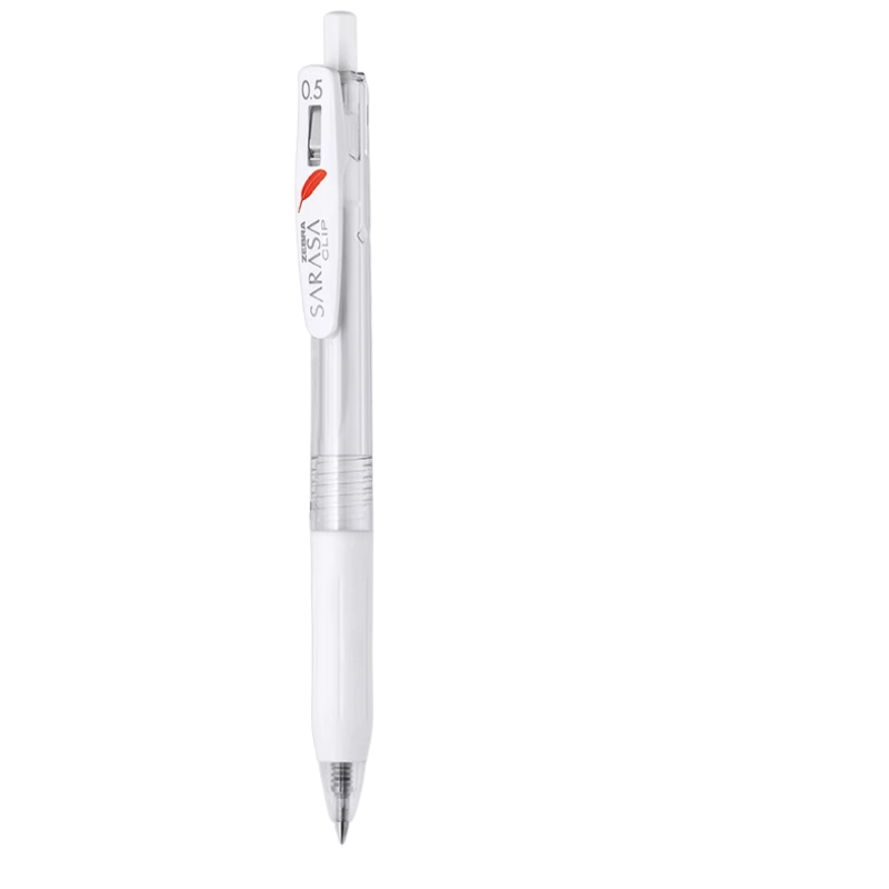 ZEBRA JJ99 Red Feather Retractable Gel Pen, 0.5mm Bullet Tip Signing Pen, Student Note-Taking Exam Pen Office Use Black Pen, White Barrel with Black Ink, Pack of 5