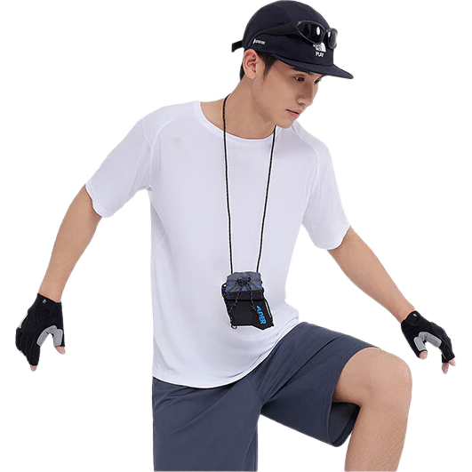 JD Original Summer Men's Cooling Quick-Dry Sports T-Shirt for Running, Fitness, Breathable Outdoor Short Sleeve, White, M