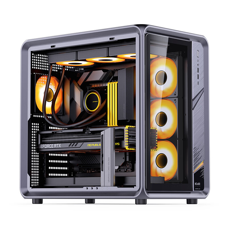 JONSBO BO400 ATX Aluminum Seaside Case (E-Sports Gaming, 360mm Water Cooling, 5V ARGB Lighting Effects, 10 Fan Positions, Aluminum Alloy GPU Bracket, ATX Power Supply Position)