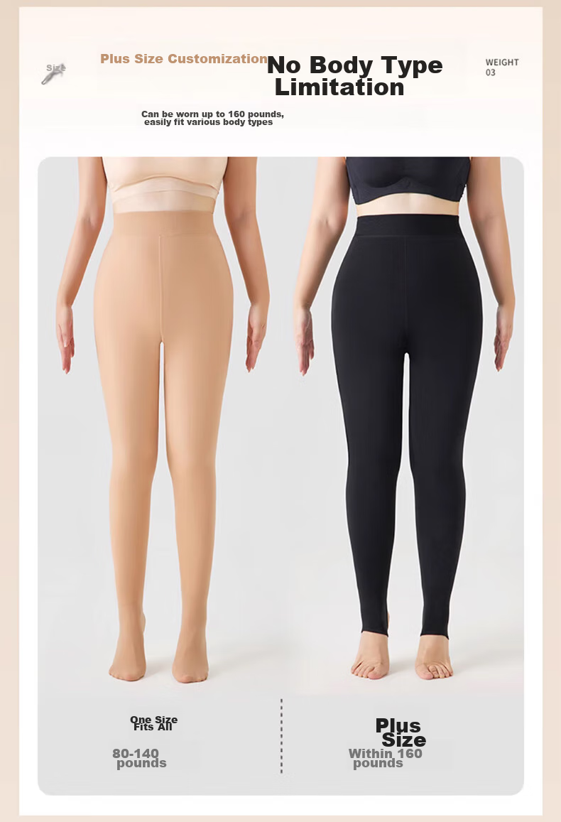 LangSha Plus Size Sheer Tights, Autumn And Winter Fleece-Lined Thickened Legless Miracle, Natural Feel for Curvy Women, Base Layer Pantyhose, Tights 9