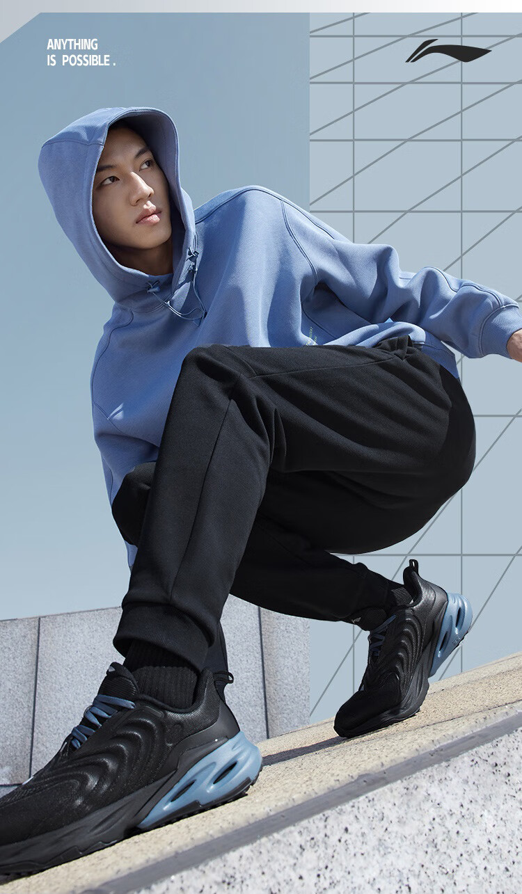 LI-NING Men's Autumn Winter Fleece-Lined Sports Pants Comfortable Warm Plus Size Casual Cotton Running Training Jogger Sweatpants 1