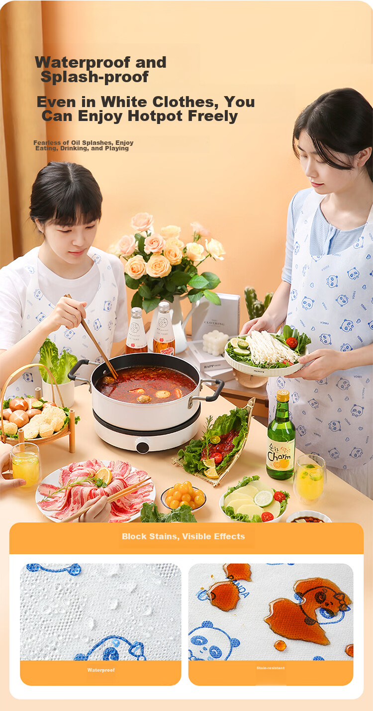 MARYYA Disposable Apron, 10 Pieces, for Hot Pot Restaurants, Adults And Children, Waterproof And Oil-Proof Bib Waist Apro 4