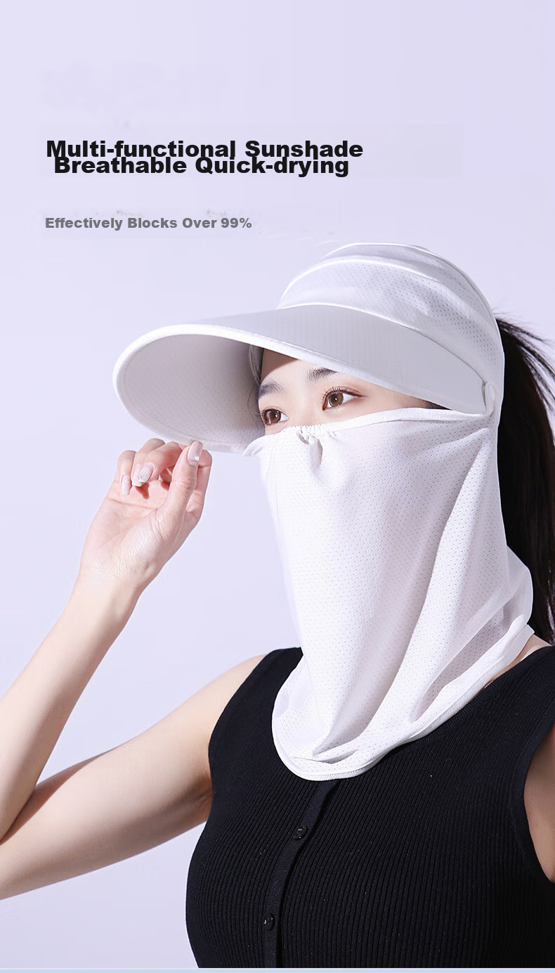 BIKEBROS Sun Protection Face Mask, Ice Silk Cool Neck Guard for Outdoor Driving Cycling Fishing Gear, Brim Style, Pink 1