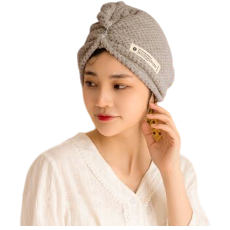 Sanli Hair Drying Cap, Class A Antibacterial, Soft, Highly Absorbent, Quick-Drying, Portable, Hooded Towel, 25*65cm, 78G, Sky Gray