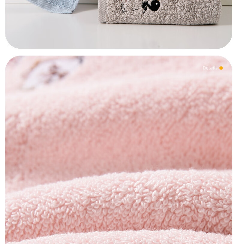 Jinhao A-Class Pure Cotton Face Towels for Children, 100% Cotton Facial Cloths, Women's Towels, Ins Embroidered, Pack of 5 10