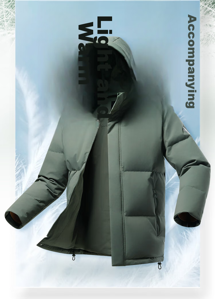 JD Original down Jacket for Men, Duck Down Thickened Cold-Resistant Workwear Puffer Coat Water-Repellent Winter Mid-Length Black Coat Size S 6