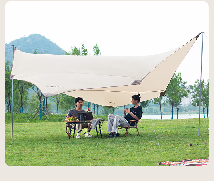 WhitePeak Silver-Coated Hexagonal Sunshade Tent for Outdoor Camping, Sun Protection, Rain Protection, Portable Picnic Tarpauli 5