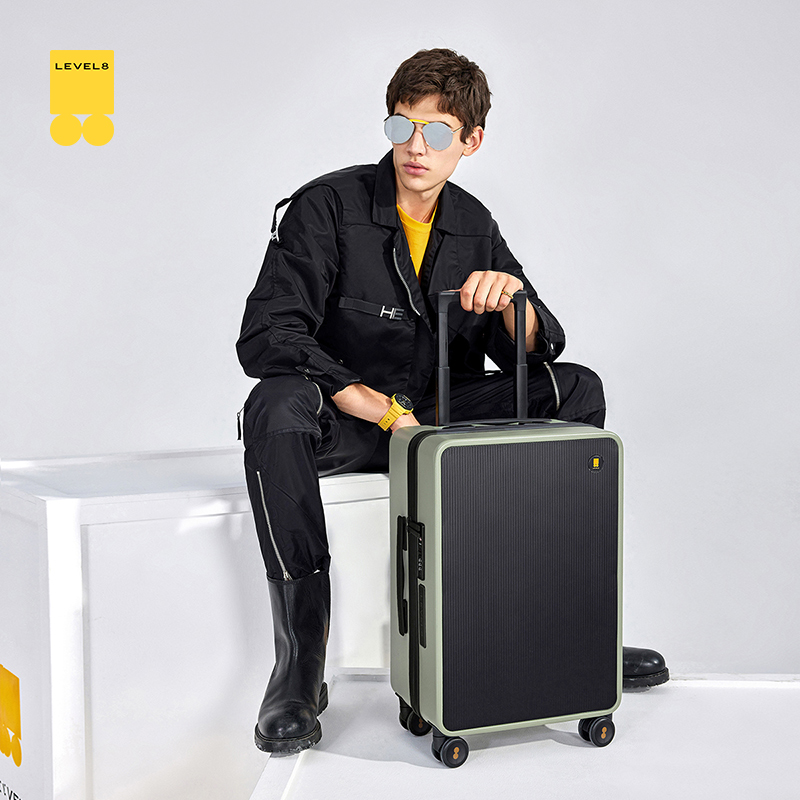 LEVEL8 Luggage Trolley Suitcase Carry-On 20-Inch for Men And Women Students, Stylish Tianshengduoman Series Travel Case Gree