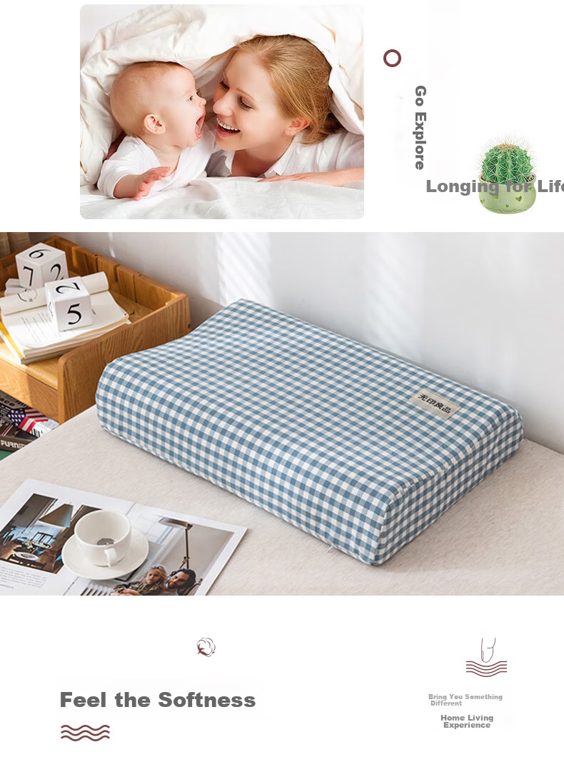 Wuyinliangpin Class A Pure Cotton Latex Pillowcase, 100% Cotton Washable Memory Foam Pillow Cover, Set of Two, 60x40cm 3