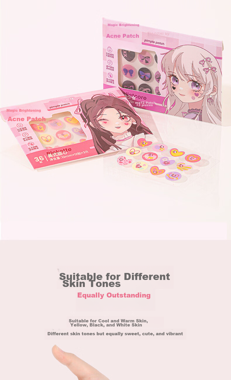 Yaozhi Acne Patch for Women, Concealing, Lightweight, Waterproof, Breathable, Gentle, Soothing, Acne-Fighting, Day And Night Use, Guima Jingling, 36 Patches 8
