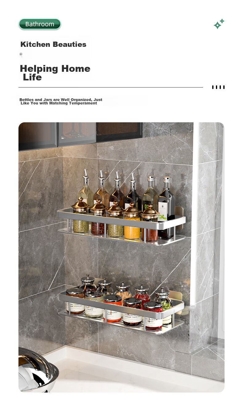 Baihan Bathroom Storage Rack, No Drilling Required, Wall-Mounted Hooks for Toilet, Washroom, Sink, Corner Shelf, Shower Room 7