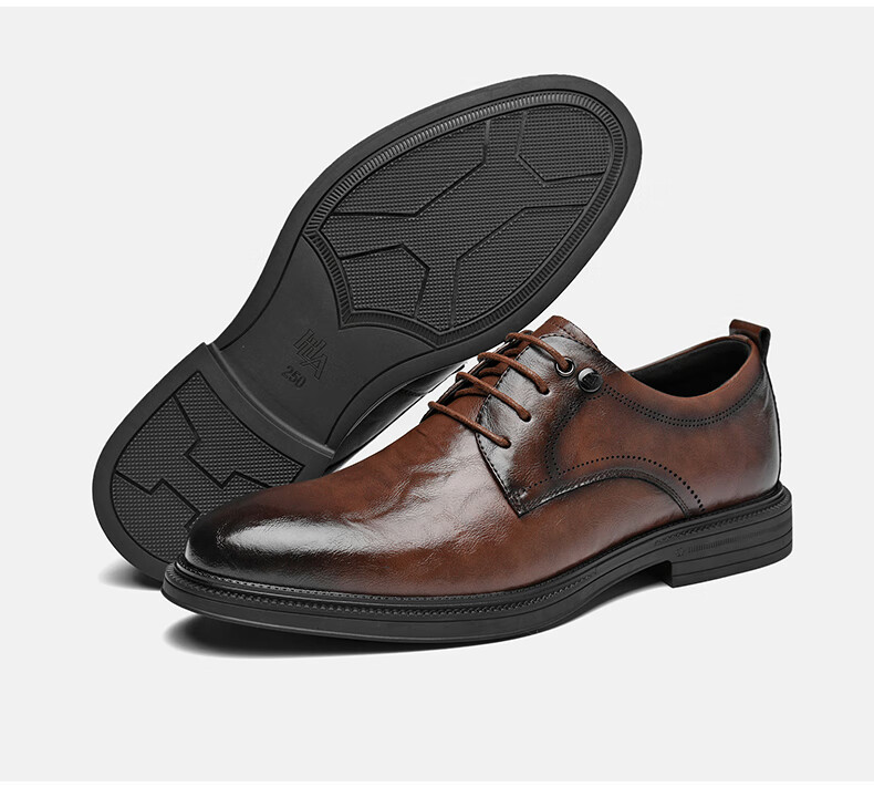 HLA Men's Leather Shoes, Trendy Business Formal Wear, Height-Increasing Derby Shoes HAAPXM4DAO286, Black Heightening, Size 38 27