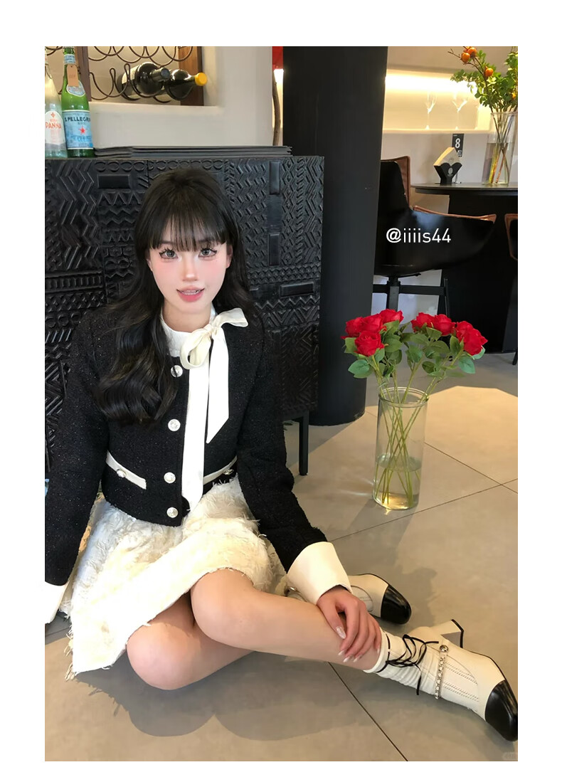 COMELY High Heels Mary Jane Shoes for Women, Spring Chunky Heel Round Toe Patchwork Chanel-Style Fashion Pumps, Beige/black, Size 37 2