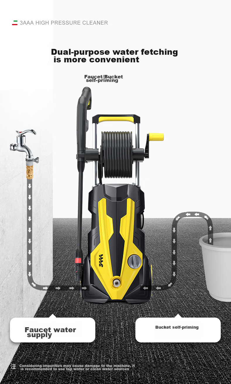 3AAA Car Wash Machine High-Pressure Water Gun, Powerful Floor Cleaner, 220V Garden Cleaning Machine, Car Washing Water Gun, High-Power Washer 9