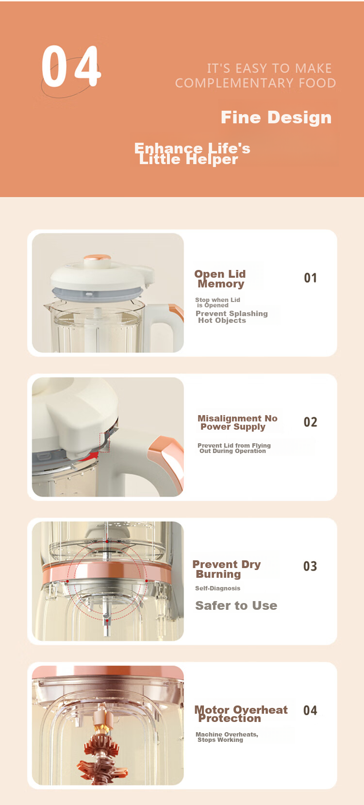 GUGE German Fully Automatic Food Processor Baby Food Maker Stainless Steel Blades Steam Cooking Mixing All-In Multifunctional Household Grinder Food Processor GG658 Gree 21