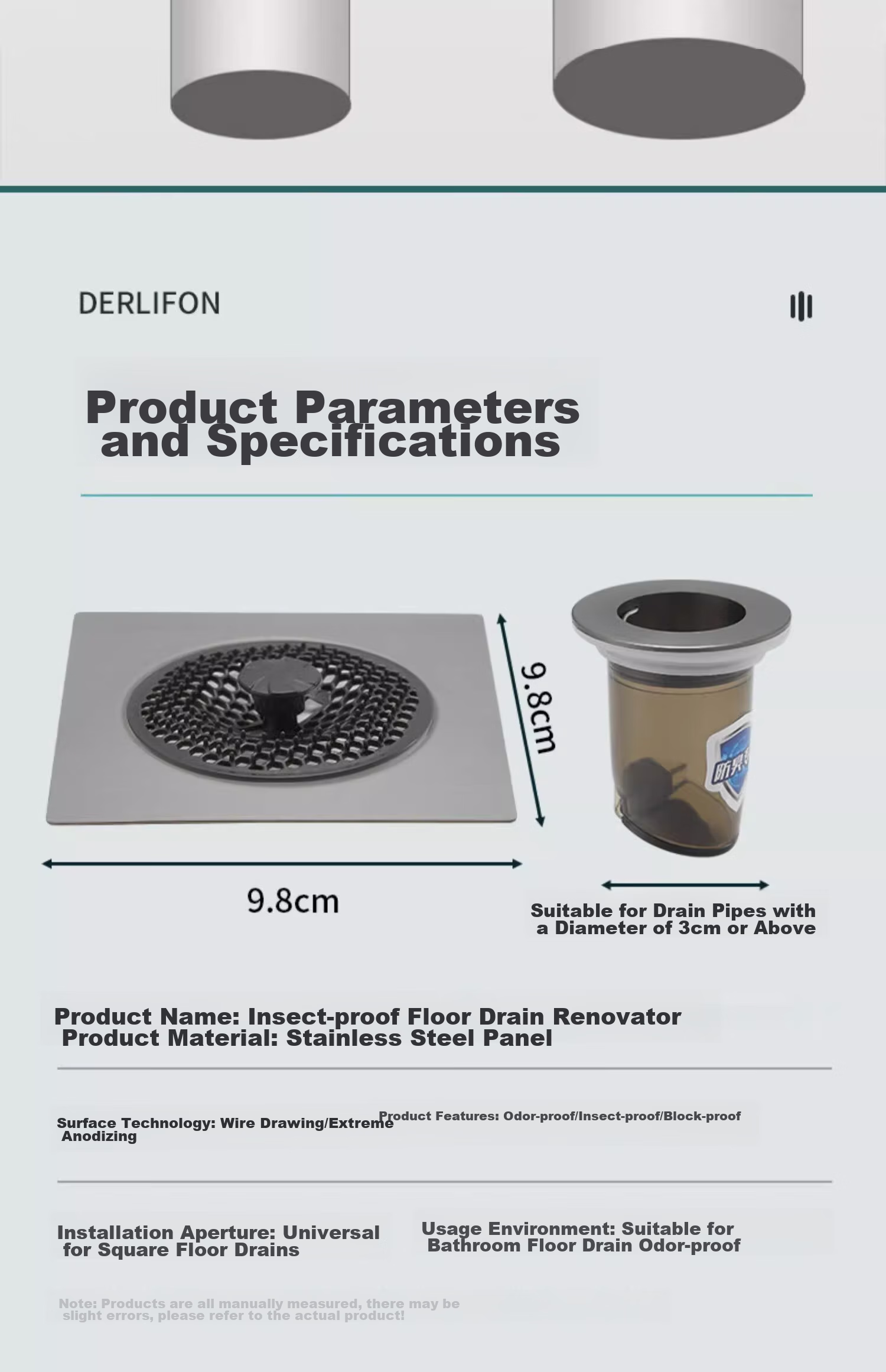 Pollock Drain Anti-Odor Core, Bathroom Drain Pipe, Sewer Anti-Odor Device, Insect And Odor Prevention Drain Core, DLXS 16