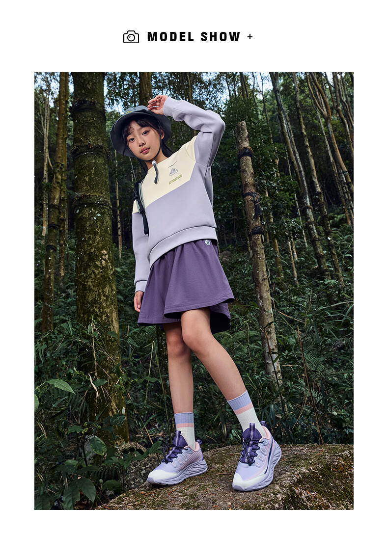 ERKE Children's Clothing, Big Kids' Top, Casual Wear for Children, Spring Pullover Hoodie, Lotus Purple, Size 160 26