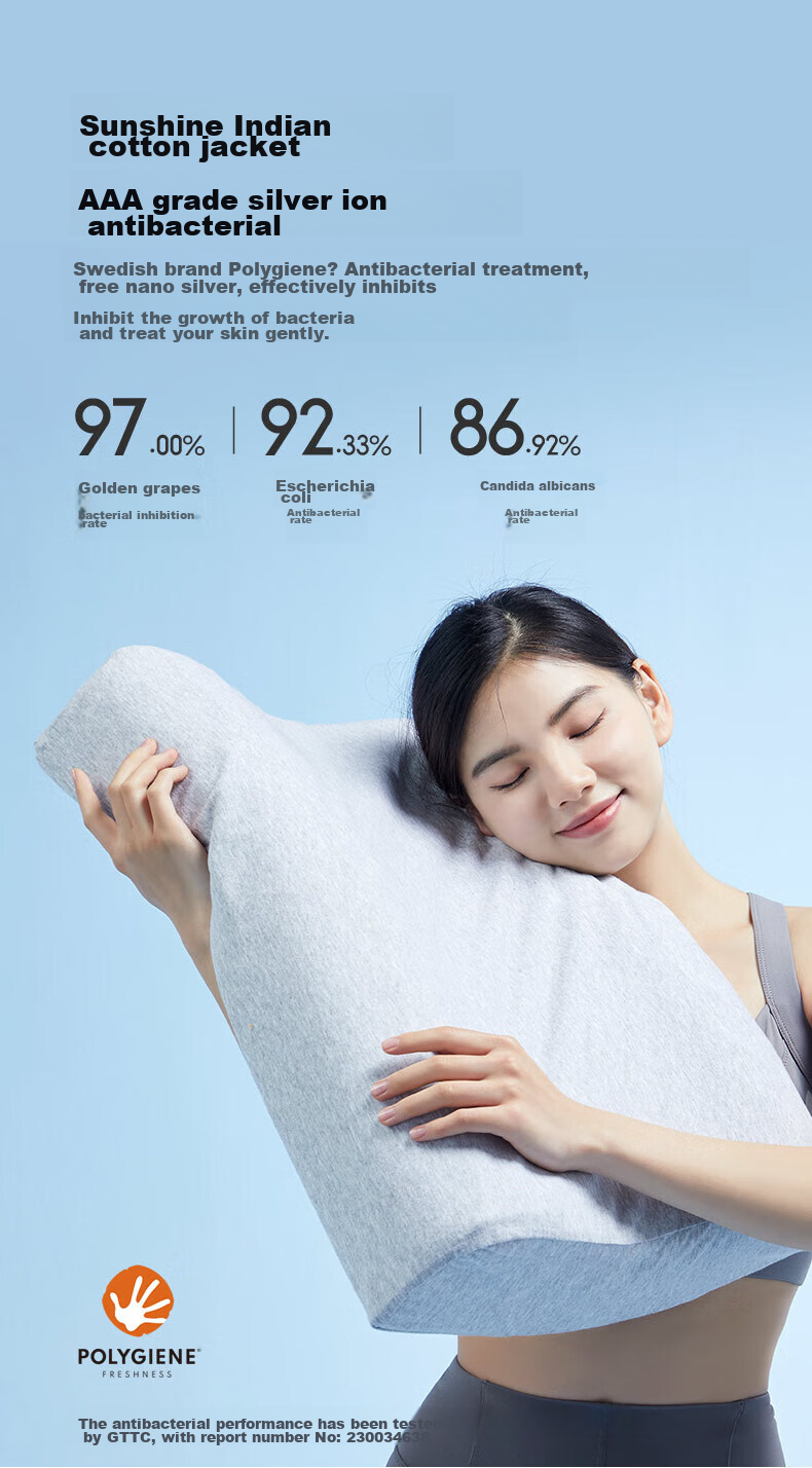 8H Thailand 94% Natural Latex Pillow for Adults, Cervical Spine Support And Sleep Aid, Z8 Gray 14