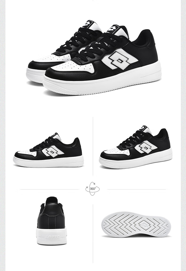 LOTTO Men's Retro Thick-Soled Casual Skate Shoes Lightweight Sports Sneakers Black/White Size 41 4