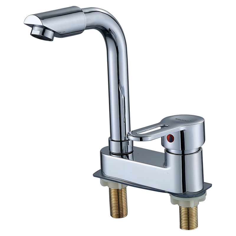 KEGOO Double-Hole Basin Faucet for Washbasin, Hot And Cold Water, Bathroom Vanity Sink, Handwashing Basin with Swivel Spout K1017