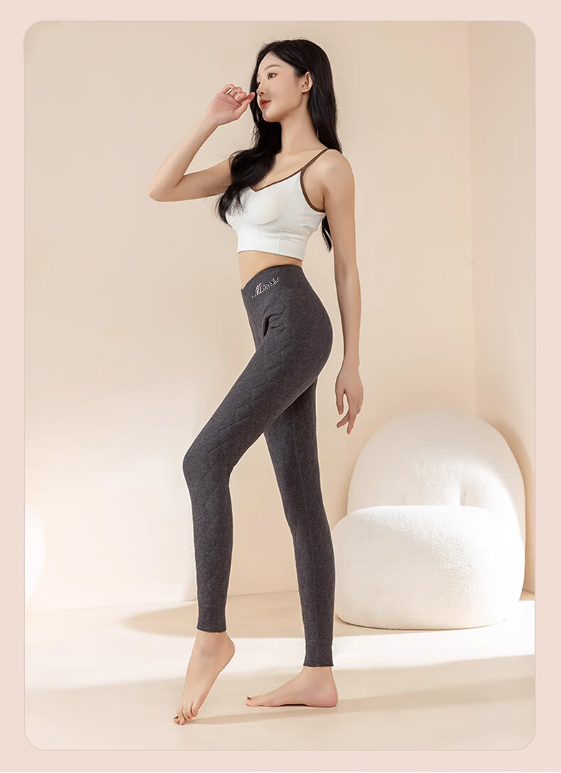Langsha 100% Wool Thermal Pants Women Autumn Winter Fleece Lined Thickened Cotton Pants High Waist Plus Size Slim Fit Leggings 15
