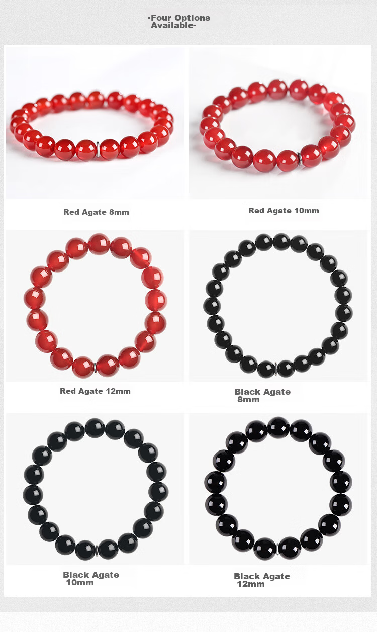 Istone Red Agate Bracelet, Couple's Beaded Bracelet, 12mm, New Chinese Style, Birthday Gift for Girlfriend 7
