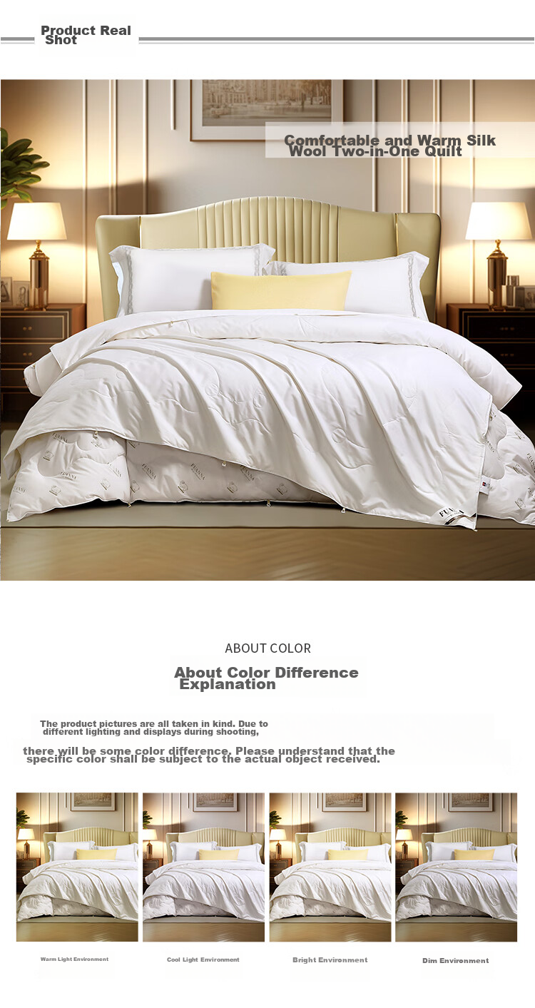 FUANNA Shunuan 100% Wool And Silk, Two-In Mother-Child Quilt, Thickened, 8.8 Jin (4.4 Kg), 203*229cm, White 9