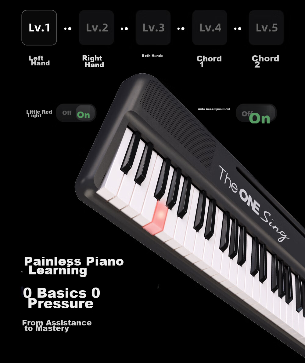 The ONE Langlang Endorsed Sing Automatic Gear Intelligent Piano for Beginners, Electronic Keyboard, Portable Piano, White 6