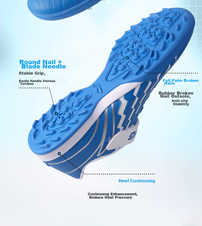 Li-Ning Children's Soccer Shoes for Ages 6-12, Molded Studs TF Professional Training Shoes for Elementary School Students, Big Kids Boys And Girls Velcro Sneakers Size 31 4