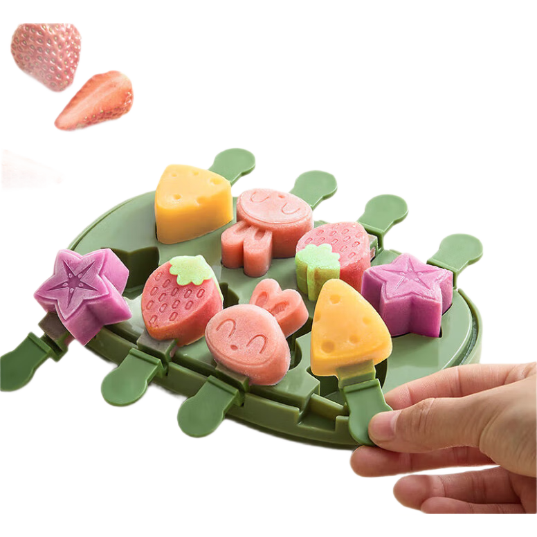 Baijie Ice Cream Mold Popsicle Silicone Homemade Ice Pop Cheese Stick Mold 8-Pack for Kids