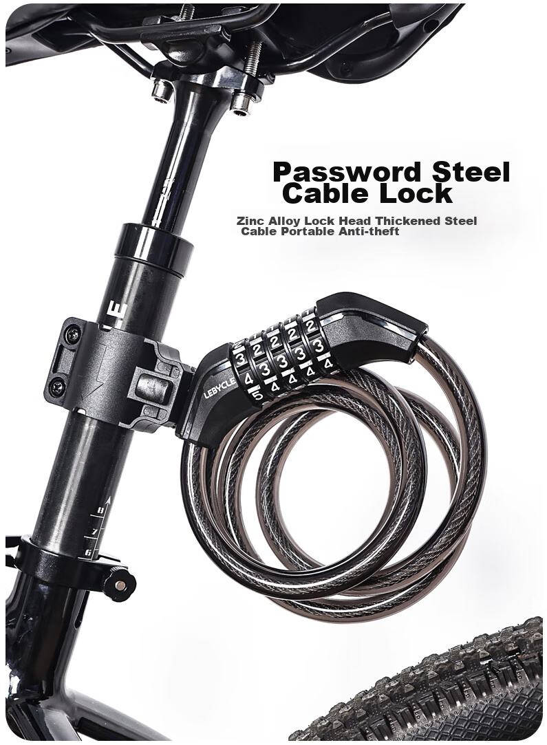 LEBYCLE Bicycle Combination Lock, Anti-Theft Lock, Chain Lock, Portable Steel Wire Lock, Cycling Equipment, Bicycle Lock, 5-Digit Steel Cable Lock 2