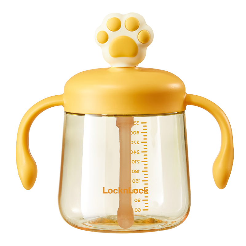LOCK&LOCK Milk Cup, Children's Water Bottle, Kindergarten PPSU Straw Cup for Ages 1-3 Baby Drinking Bottle with Scale, Direct Drinking Cup
