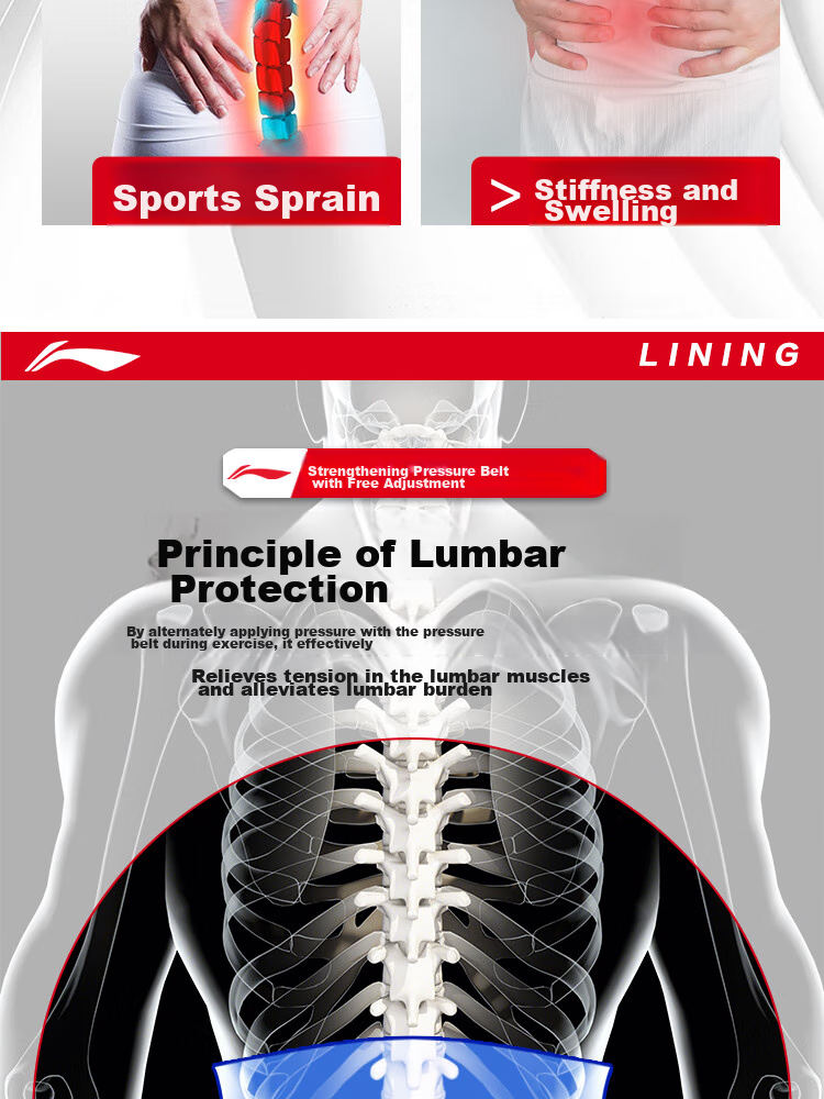 Li-Ning Waist Support Belt, Abdominal Compression Band, Sports Fitness Pressure-Resistant Breathable Lumbar Support, L Size (3D Waist Protection + Knitted Series) 9