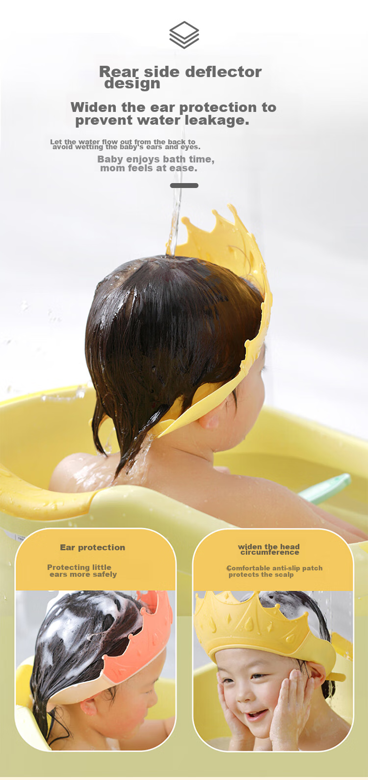 Baoshi Universal Shampoo Cap for Kids and Adults Waterproof Ear Protection Bathing Hat for Babies and Elderly 2