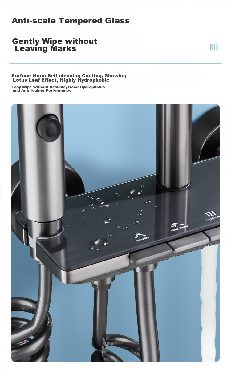 Larsd Shower Set with Handheld Spray Gun, Piano Key Buttons, Gray, Four Modes, F07 14