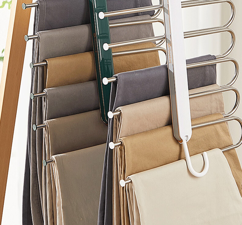 40,000km Folding Pants Hanger Multi-Layer Multifunctional Non-Slip Trouser Rack Home Use Pants Clip Organizer 3