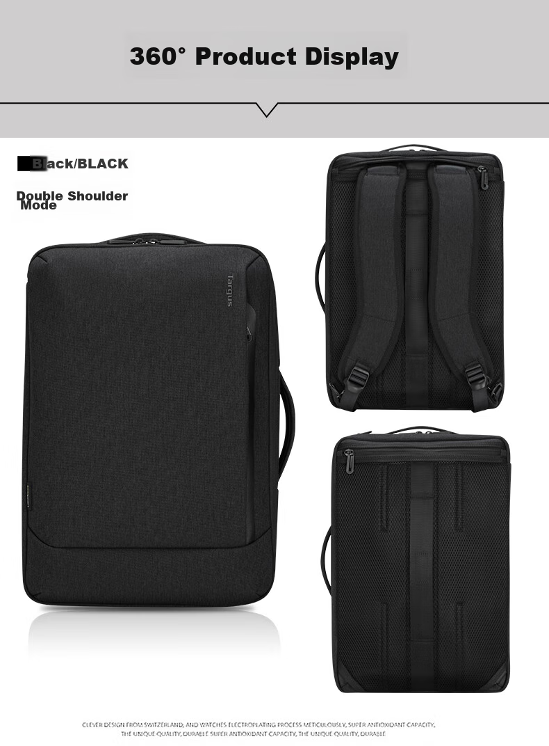 TARGUS Laptop Backpack, 15.6-Inch Business Backpack, Single Shoulder Crossbody Briefcase, Multi-Purpose Bag, Black, 587 18