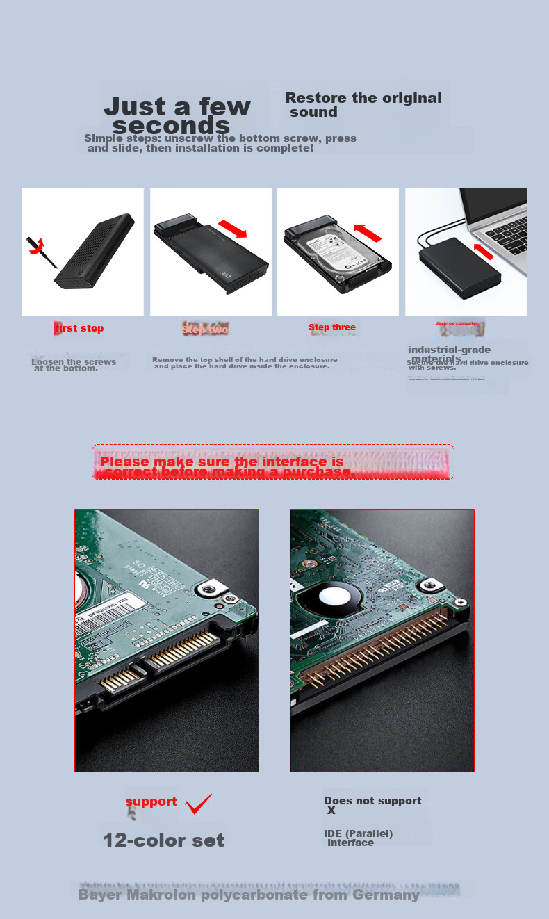DM External Hard Drive Enclosure, 3.5-Inch HD035, USB3.0 SATA3 Serial Port, Laptop Desktop Computer External SSD And HDD Enclosure 10