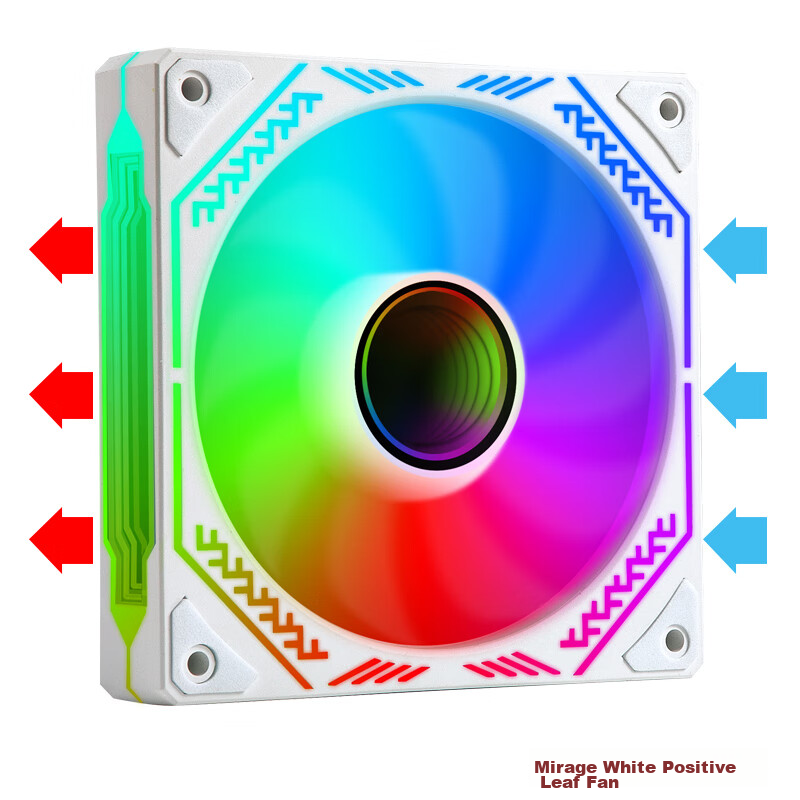 BUBALUS Phantom Mirror, White Straight Blade, ARGB RGB Fan, 12cm Straight Air Outlet Case Fan, 4PIN PWM Intelligent Temperature-Controlled Speed Fan, Light Synchronizatio