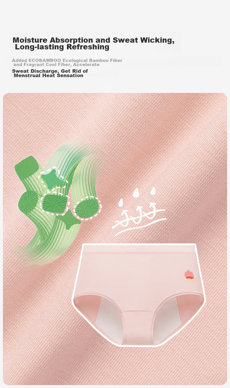 Like UU Girls' Developmental Safety Underwear Moisture-Wicking Antibacterial 5A Period Leak-Proof Comfort Panties 5