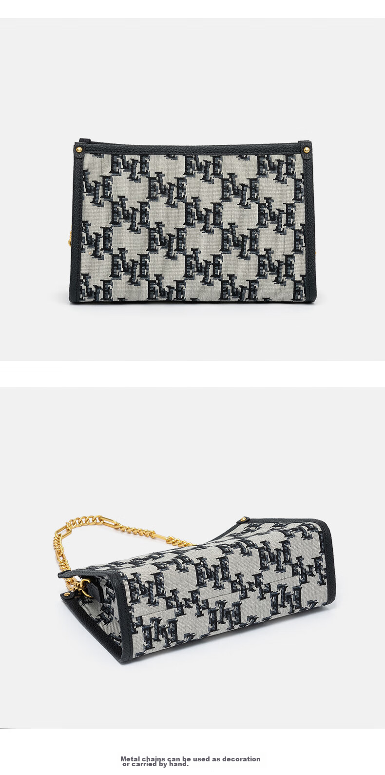 ELLE New Women's Handbag, Chain Flower Pattern, Tote Bag, Shoulder Bag, Crossbody Small Square Bag, Underarm Bag, Birthday Gift, 22016 12
