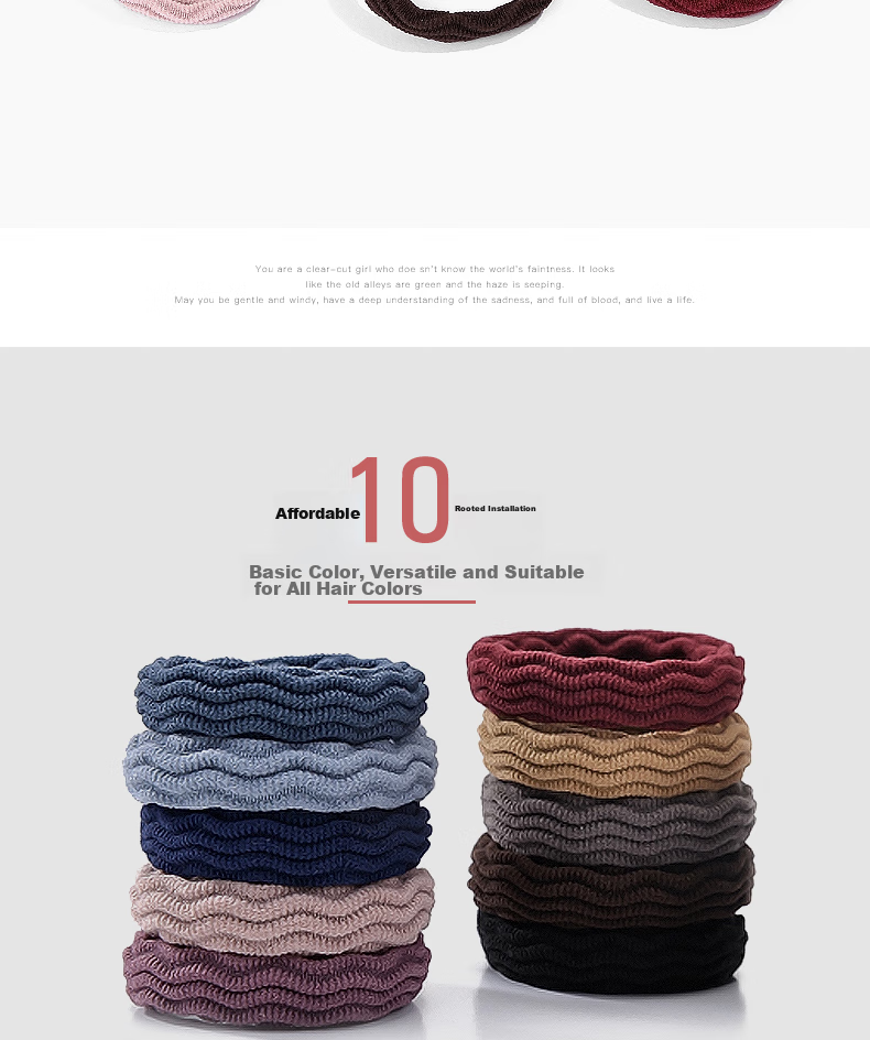 Royal Sasa Basic Hair Ties Set of 10, High-Elasticity Hair Bands, Ponytail Holders, Hair Accessories 6