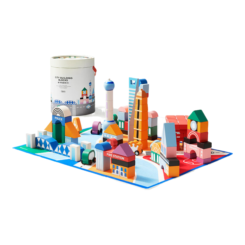 Babycare Children's Building Blocks City Enlightenment Educational Toy, Large Particle Eco-Friendly Material, for Ages 3-6, 100-200 Pieces, Boys And Girls Assembly Toy Cityscape Scene