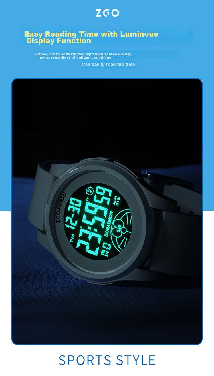 ZGO Doraemon Children's Electronic Watch for Boys, Middle And Elementary School Students, Teenagers, Time-Telling Watch, Birthday Gift 8555 6
