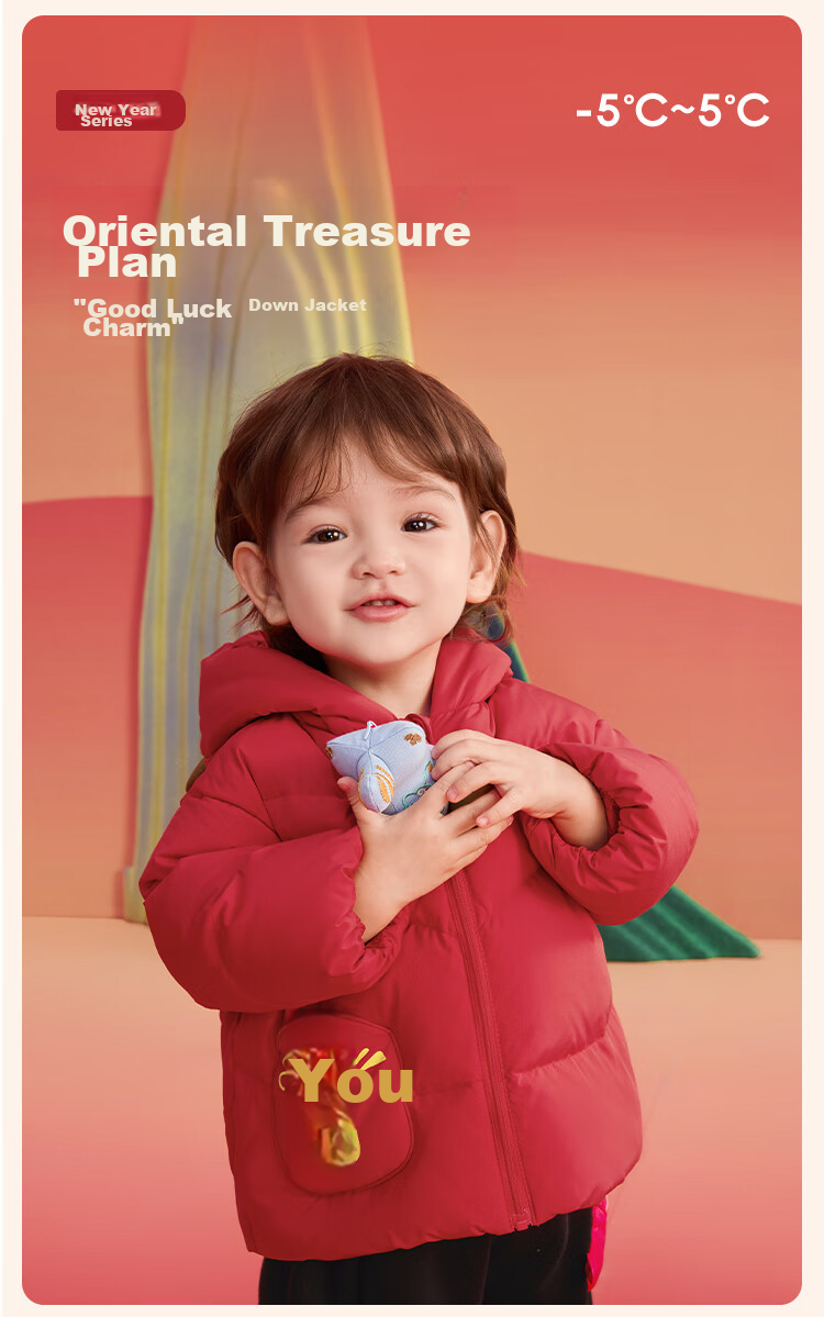 BALABALA Kids Down Jacket Boys Girls 2025 New Spring Festival Red Chinese Style Thickened Baby Coat 2