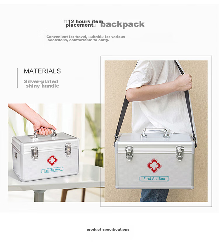 Weijian Medical Box, Home First Aid Kit with Lock, Storage Box, Family Medicine Cabinet, Aluminum Alloy 9