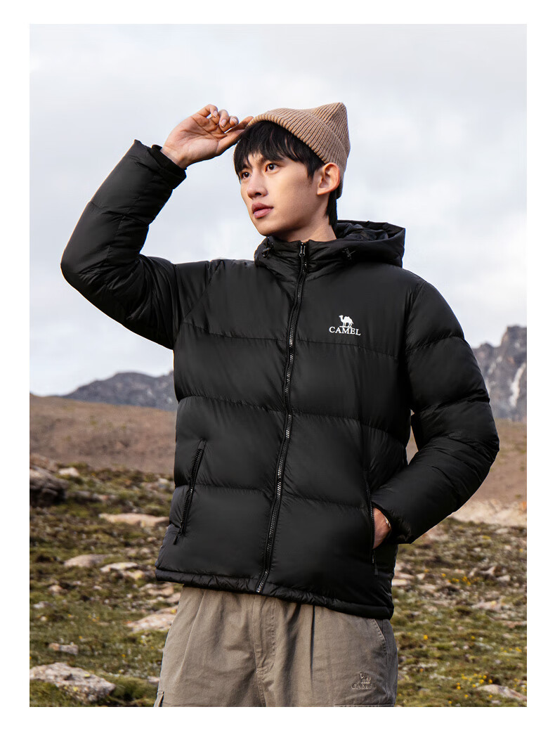 CAMEL Volcano Down Jacket 1.0 Men's Thickened Duck Down Cold-Resistant Puffer Coat Trendy Winter Jacket M13CR07089H 34
