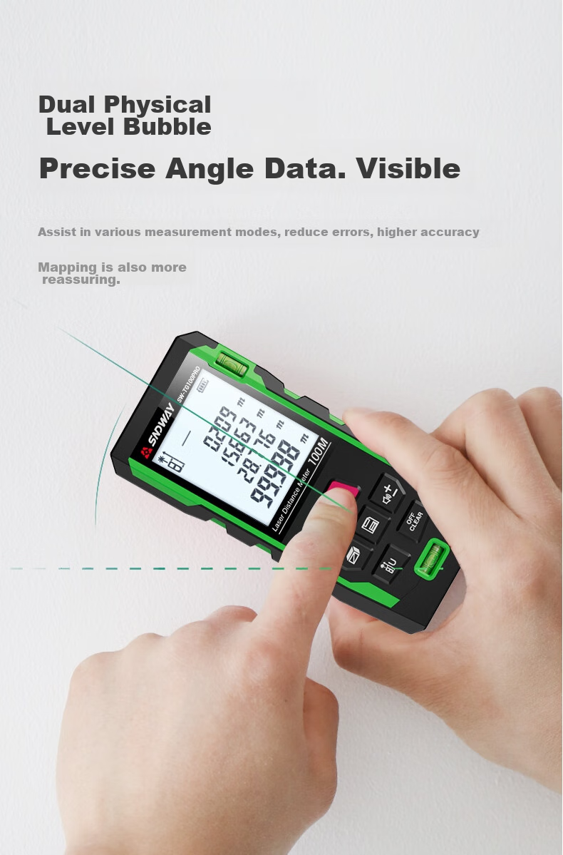 SNDWAY Laser Rangefinder, Infrared High-Precision Electronic Laser Ruler, Outdoor Measuring Device, Green Light SW-TG100Gpro 12